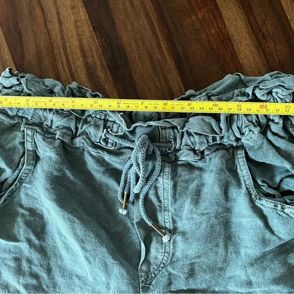 Young Fabulous & Broke YFB Green linen blend drawstring Shorts women’s small - Picture 9 of 15